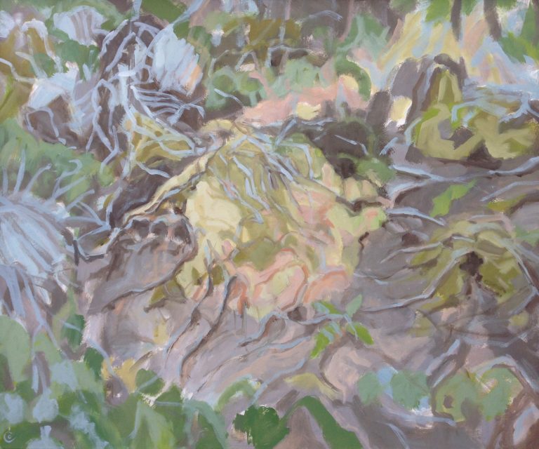 a photograph of an oil painting title 'Sphagnum Mound, Summer' by artist Catherine Coulson © 2019 Catherine Coulson
