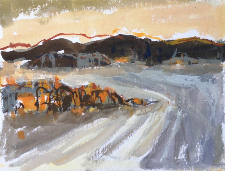 a photograph of a gouache painting title 'Tidelines, Rough Island' by artist Catherine Coulson © 2019 Catherine Coulson