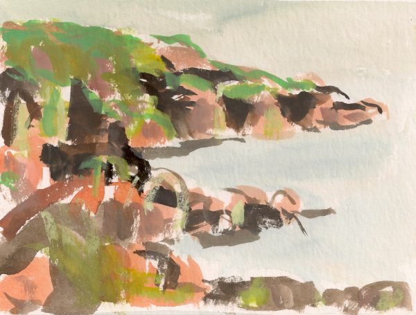 a photograph of a gouache painting title 'Colvend Coast B' by artist Catherine Coulson © 2019 Catherine Coulson
