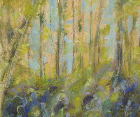a photograph of an oil painting title 'Carstramon Bluebells' by artist Catherine Coulson © 2018 Catherine Coulson