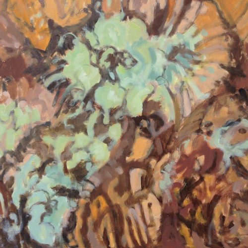 a photograph of an oil painting title 'Reindeer Lichen and Heather' by artist Catherine Coulson © 2019 Catherine Coulson