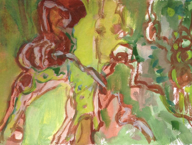 photograph of a gouache painting 'Roots' by Catherine Coulson © 2019 catcoulson.art