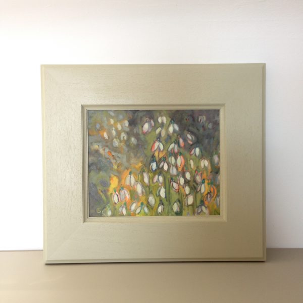 a photograph of an oil painting title 'Snowdrops' by artist Catherine Coulson © 2018 Catherine Coulson